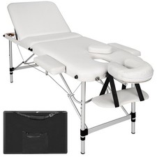 3 Zonen Massageliege mit 5cm Polsterung und Aluminiumgestell weiß B-Ware