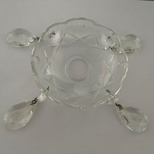 Alter Kristall Glas Tropfschale Lüsterschale 100mm - Wabenmuster + 4x Behang