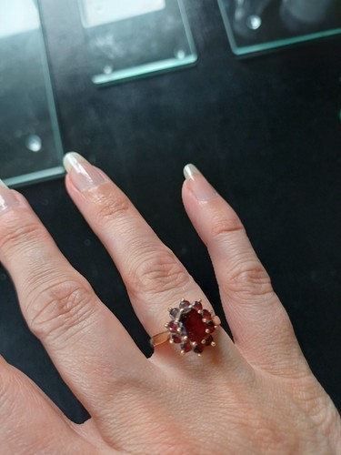 Cluster ring gold granat - 9,