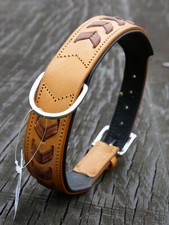 Lederhalsband "COGNAC" mit