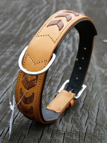Lederhalsband cognac mit - lederhalsband, "cognac"