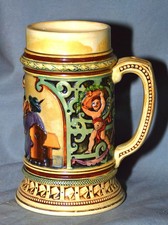 Bierkrug Steingut,Wirtshausszene,"Schnadahüpfl", Reinhold Hanke Höhr-Grenzhausen
