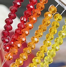 6 Farben/300 Stk  DIY Schmuck Basteln Set rot orange gelb Glasperlen Facettiert