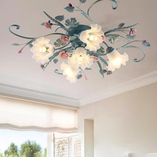 Deckenleuchte Landhaus (Rose ist gebrochen), Vintage Blumen Design Metall