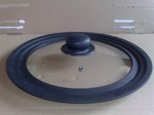 Universal Glas-Topf-/ Pfannendeckel rund Silikonrand + Kunststoffgriff schwarz
