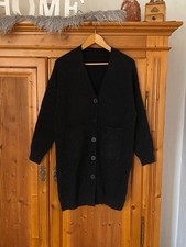 Damen Long Strick Jacke Cardigan Gr. S/M schwarz-silber