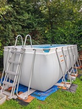 Bestway Power Steel Deluxe Pool-Set - Eckig, Grau, 412X201X122 Cm