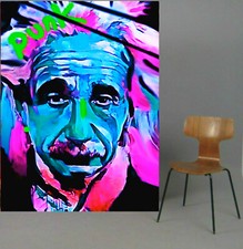 Motiv Albert Einstein PUNK Blau 110x145 SilberAlu PopArt/Bild/Gemälde/StreetArt