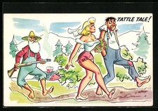 Künstler-AK Lumpiger Griesgram mit Frau im Kostüm Akt 