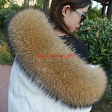Unisex Echt Waschbär Kragen Pelzkragen Fell Echtpelz Echtfell für Jacke Mantel