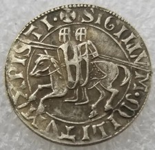 Münze Thaler Denar Mittelalter Templer Orden Ritter Kreuzritter Freimaurer 