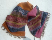 taj Wood & Scherer Schal unbenutzt Wolle rosa orange 160 cm x 25 cm Fransen