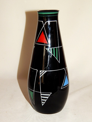 Vase schwarzglas veb - vase,
