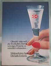 Malteserkreuz Aquavit 43 würzige Prozente 1977 + Ford Escort Vintage Werbung 