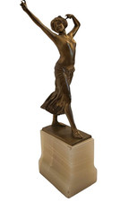 Jugendstil Bronze-Figur / "Tanzende Frau" ~ 1900-1910 / Franz Peleschka (1873-?)