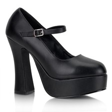 DOLLY-50 Damenia Mary Jane High-Heels Plateau Riemchenpumps schwarz Lederoptik