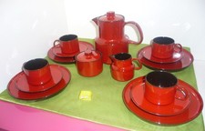 Melitta  Kaffee-Service rot Vintage  Keramik für 4 Personen  15 Teile