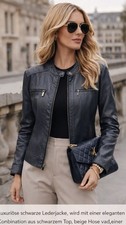 Damen lederjacke blau leder - damen,