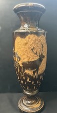 Vase Deko Holz Ornamente verziert geschnitzt Höhe 30 cm vintage 