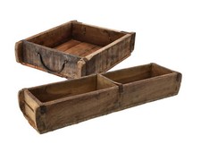 Vintage Ziegel Form Kiste recycelt - 2 Größen - Tisch Deko Alt Holz Schale used