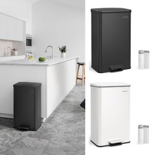 SONGMICS Mülleimer Küche, 40 Liter Abfalleimer, großer Tretmülleimer, mit Deckel