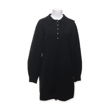 H&M, Polokleid, Größe: L, Schwarz, Einfarbig, Feinstrick, Damen #hDe