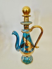 Großer blauer, ägyptischer Glas-Flakon für Parfüm, 2-tlg. Feinglas, sehr edel