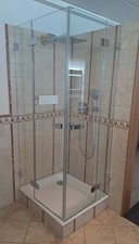 Kaldewei Superplan + Sprinz Dusch-Kombi als Eck-Einstieg mit Drehtüren 80x90cm