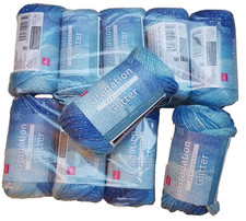400g Wollpaket Silber Glitzer 10x Blau Glitter Farbverlaufsgarn Garn Wolle Blue