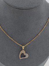Bicolor Kette u. Herzanhänger 8K / 0,333 Gold Zirkon