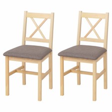 B-Ware 2er-Set Esszimmerstuhl MCW-F77, Massiv-Holz, natur Polster grau