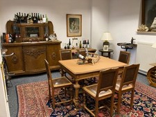 Antikes Esszimmer 1 Tisch mit 6 Stühlen Eiche
