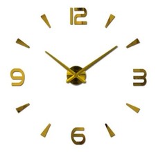 Wanduhr Groß A177 3D Wand Uhr Ziffern XL XXL  Gold Spiegeluhr 80cm - 120cm