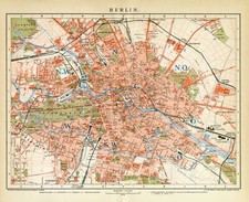 Berlin historischer Stadtplan Deutschland Deutsches Reich Lithographie ca. 1892