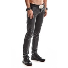 Cargo Hose Matteo schwarz Wetlook Slim Fit Gürtelschnallen Dancehose