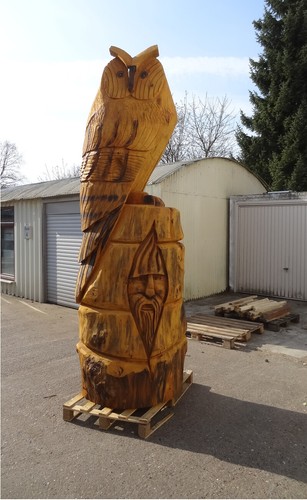 Eule uhu gartenfigur holz - eule,