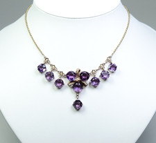 RAR - Silber - antikes viktorianisches Collier - 25.00 ct Amethyste - Saatperlen