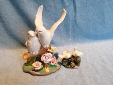 Vintage Porzellan Keramik Liebes-Tauben, Weiße-Tauben Paar Konvolut