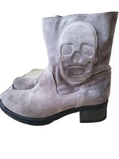 Liebeskind Skull Totenkopf Stiefel Stiefeletten Gr. 36 grau  Wildleder 