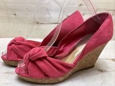 H&M DAMENSCHUH KEILABSATZ-PEEP-TOE-PUMPS/WEDGES  KNOTEN-DETAIL GR:39 UK:6 PINK