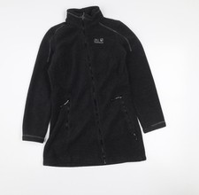 Jack Wolfskin Damen schwarz Fleece mittellange Outdoorjacke Größe 8