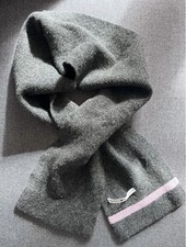 Tommy Hilfiger Damen Wollschal Anthrazit Klassisch Uni Logo 157 cm Designer Warm