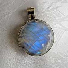 Anhänger sehr großes Traum-Mondstein in 925 Silber Farbspiel Blautöne 4,7cm /24g