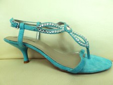 NEU!! hochwertige L. LAMBERTAZZI Echtleder Sandaletten Pumps Gr. 39 TÜRKIS