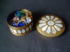 Schmuckdose Pillendose Messing  Perlmuntt  Deckel Vintage Antik Vintage Rarität