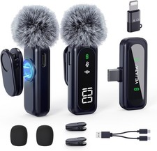 Kabelloses Lavalier-Mikrofon mit digitaler Batterieanzeige, 360°