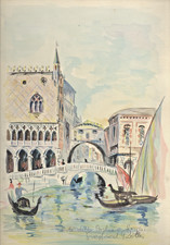 Sigfried Rothe, OF-Mühlheim um 1980,  Aquarell, Venedig, Ponte dela Paglia e Sos