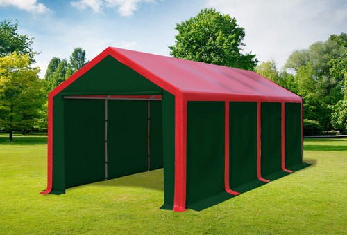 Partyzelt 3x8m rot grün - 3x8m, pvc