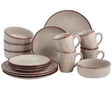 Kombiservice Aisne 16 tlg. Steinzeug Geschirr Kaffeeservice Tafelservice natur
