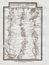 München Augsburg Dachau Friedberg Karte map Kupferstich gravure Riedl 1796